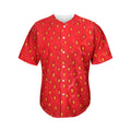 Red Strawberry Print Men's Baseball Jersey