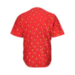 Red Strawberry Texture Print Men's Baseball Jersey
