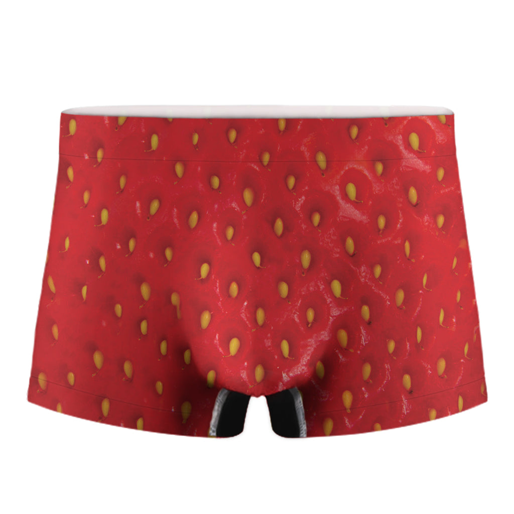 Red Strawberry Texture Print Men's Boxer Briefs