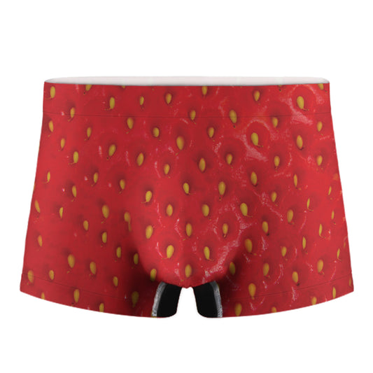 Red Strawberry Texture Print Men's Boxer Briefs