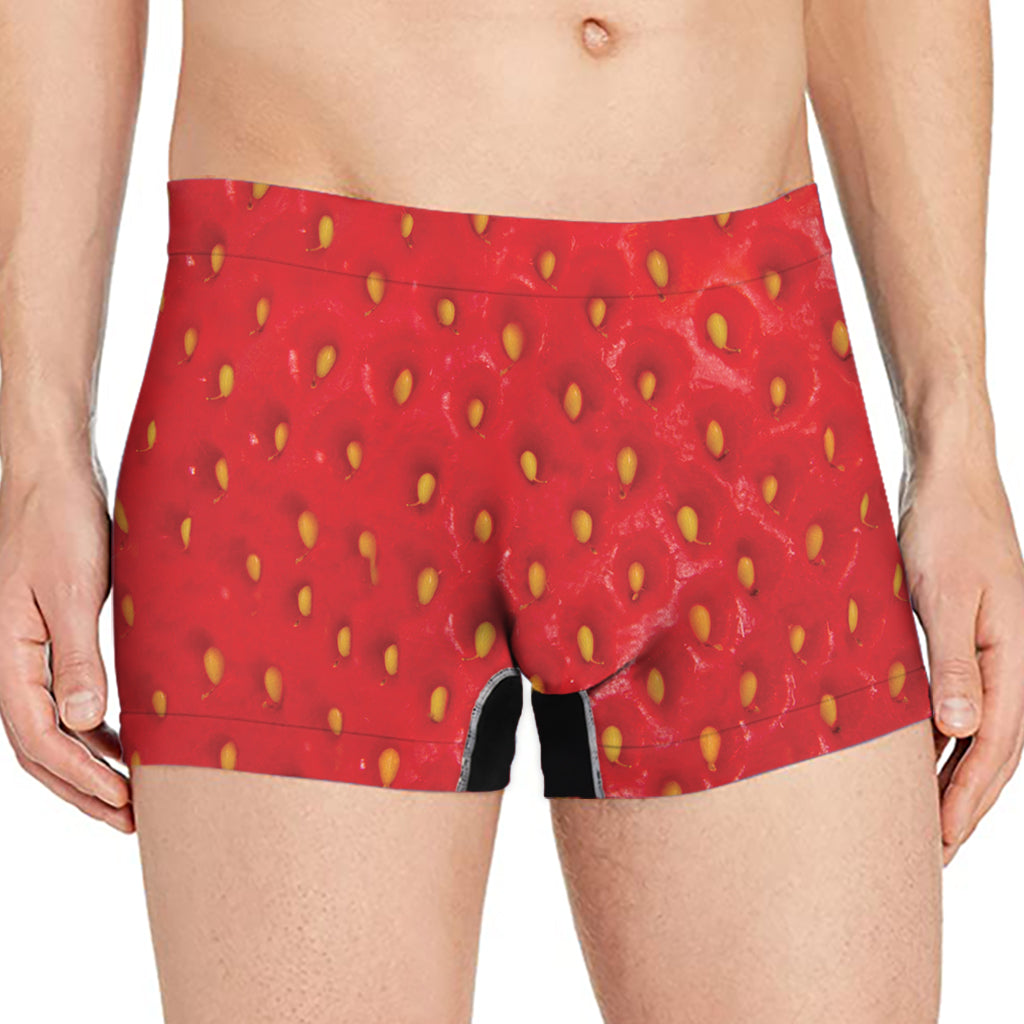 Red Strawberry Texture Print Men's Boxer Briefs