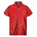 Red Strawberry Print Men's Short Sleeve Shirt
