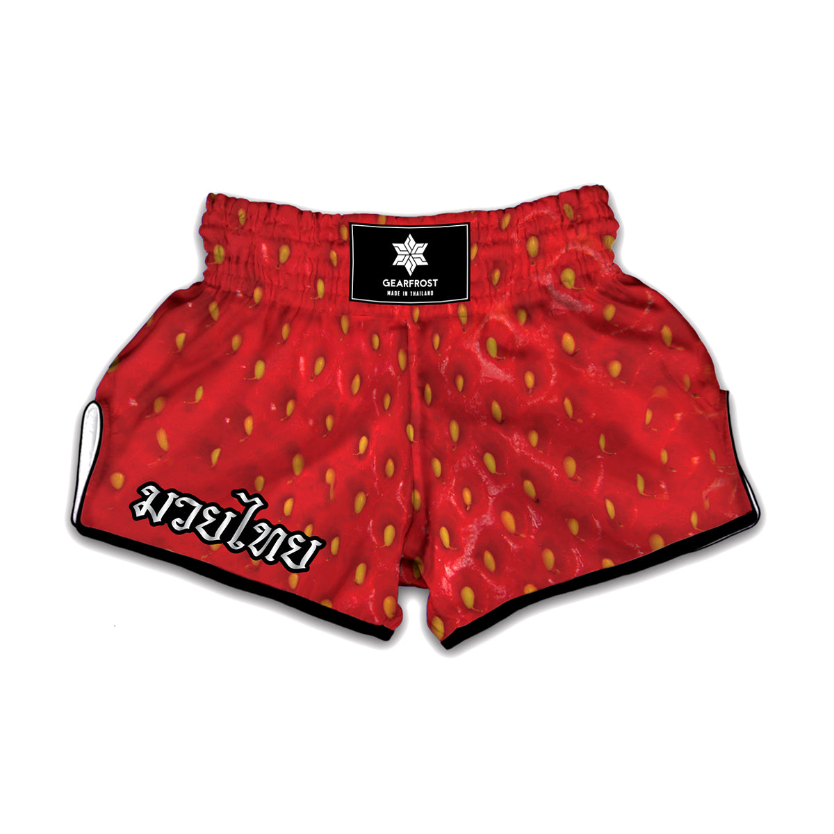 Red Strawberry Texture Print Muay Thai Boxing Shorts