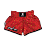 Red Strawberry Texture Print Muay Thai Boxing Shorts