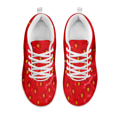 Red Strawberry Texture Print White Sneakers
