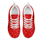 Red Strawberry Texture Print White Sneakers