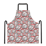 Red Striped Baseball Pattern Print Apron