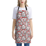 Red Striped Baseball Pattern Print Apron