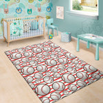 Red Striped Baseball Pattern Print Area Rug