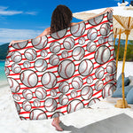 Red Striped Baseball Pattern Print Beach Sarong Wrap