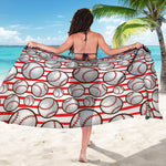 Red Striped Baseball Pattern Print Beach Sarong Wrap