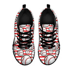 Red Striped Baseball Pattern Print Black Sneakers