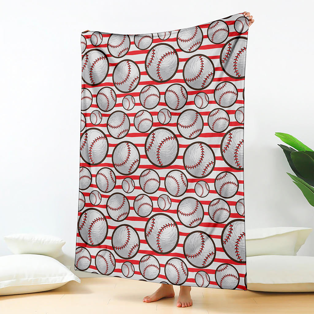 Red Striped Baseball Pattern Print Blanket
