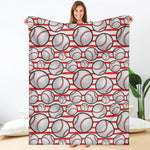 Red Striped Baseball Pattern Print Blanket