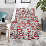 Red Striped Baseball Pattern Print Blanket