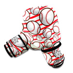 Red Striped Baseball Pattern Print Boxing Gloves