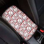 Red Striped Baseball Pattern Print Car Center Console Cover