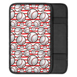 Red Striped Baseball Pattern Print Car Center Console Cover