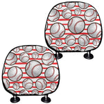 Red Striped Baseball Pattern Print Car Headrest Covers