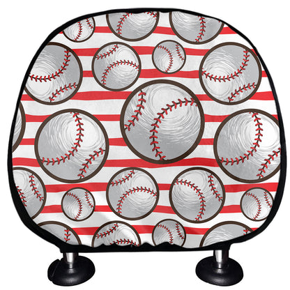 Red Striped Baseball Pattern Print Car Headrest Covers