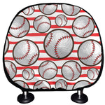 Red Striped Baseball Pattern Print Car Headrest Covers