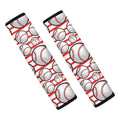 Red Striped Baseball Pattern Print Car Seat Belt Covers