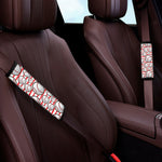Red Striped Baseball Pattern Print Car Seat Belt Covers
