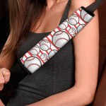 Red Striped Baseball Pattern Print Car Seat Belt Covers