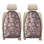 Red Striped Baseball Pattern Print Car Seat Organizers