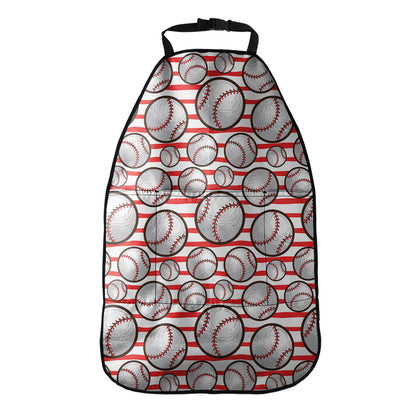 Red Striped Baseball Pattern Print Car Seat Organizers