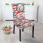 Red Striped Baseball Pattern Print Dining Chair Slipcover