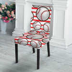 Red Striped Baseball Pattern Print Dining Chair Slipcover