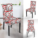 Red Striped Baseball Pattern Print Dining Chair Slipcover