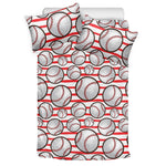 Red Striped Baseball Pattern Print Duvet Cover Bedding Set