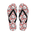 Red Striped Baseball Pattern Print Flip Flops