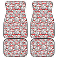 Red Striped Baseball Pattern Print Front and Back Car Floor Mats