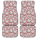 Red Striped Baseball Pattern Print Front and Back Car Floor Mats