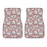 Red Striped Baseball Pattern Print Front Car Floor Mats