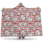 Red Striped Baseball Pattern Print Hooded Blanket