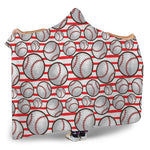 Red Striped Baseball Pattern Print Hooded Blanket