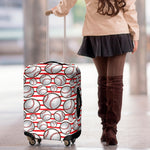 Red Striped Baseball Pattern Print Luggage Cover