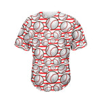 Red Striped Baseball Pattern Print Men's Baseball Jersey