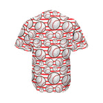 Red Striped Baseball Pattern Print Men's Baseball Jersey