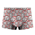 Red Striped Baseball Pattern Print Men's Boxer Briefs