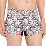 Red Striped Baseball Pattern Print Men's Boxer Briefs