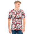 Red Striped Baseball Pattern Print Men's T-Shirt