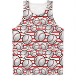 Red Striped Baseball Pattern Print Men's Tank Top
