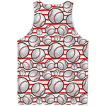 Red Striped Baseball Pattern Print Men's Tank Top