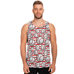 Red Striped Baseball Pattern Print Men's Tank Top