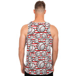 Red Striped Baseball Pattern Print Men's Tank Top